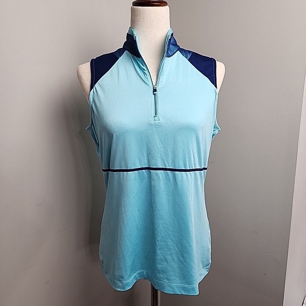 EP New York Women's Light Blue Sleeveless Tank Top Size M Solid Zipper
